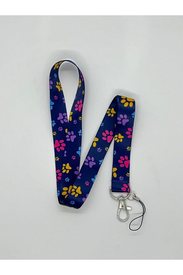 Paw Print Themed Neck Lanyard Card Holder