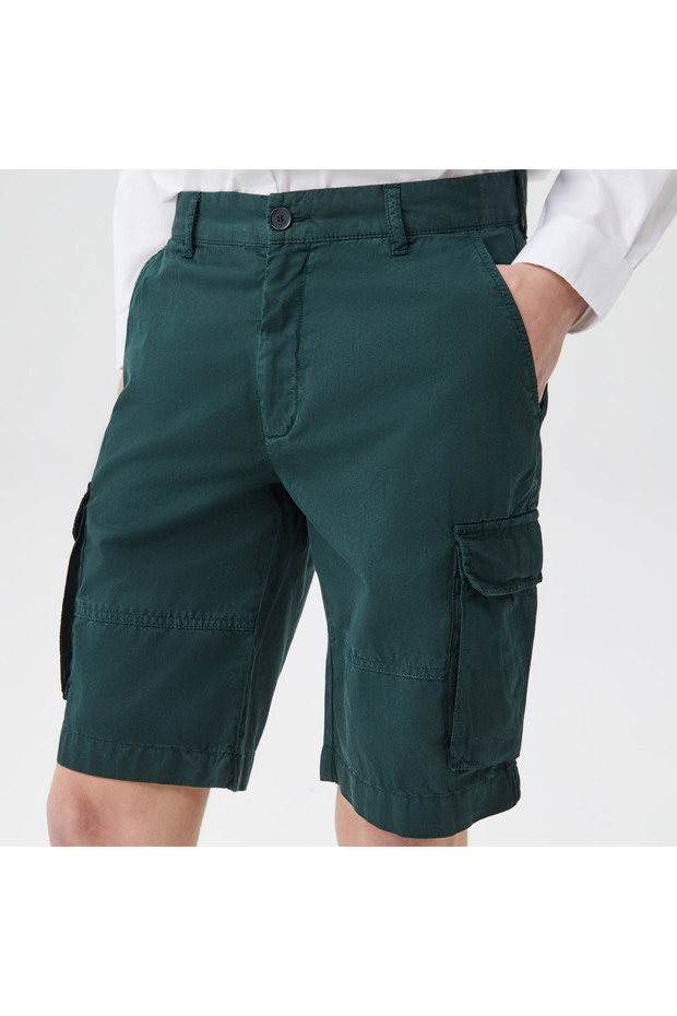 Erkek Regular Fit Yeşil Bermuda - 4