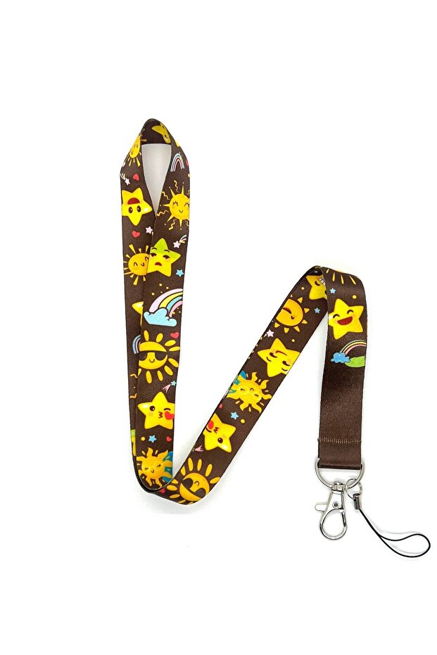 Star Sun Emojis Themed Neck Lanyard Card Holder