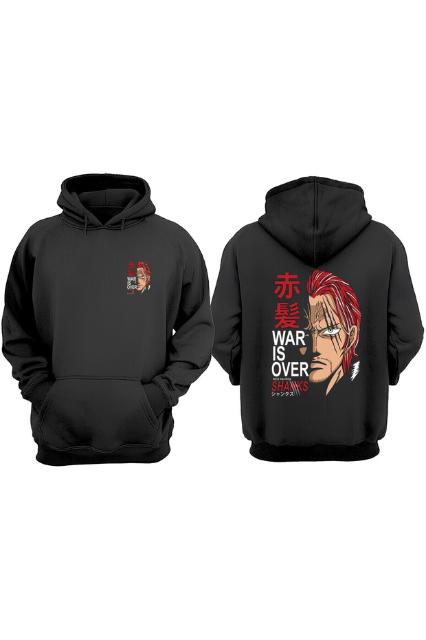 سويت شيرت أسود بتصميم War Is Over Shanks للجنسين مطبوع من الأمام والخلف