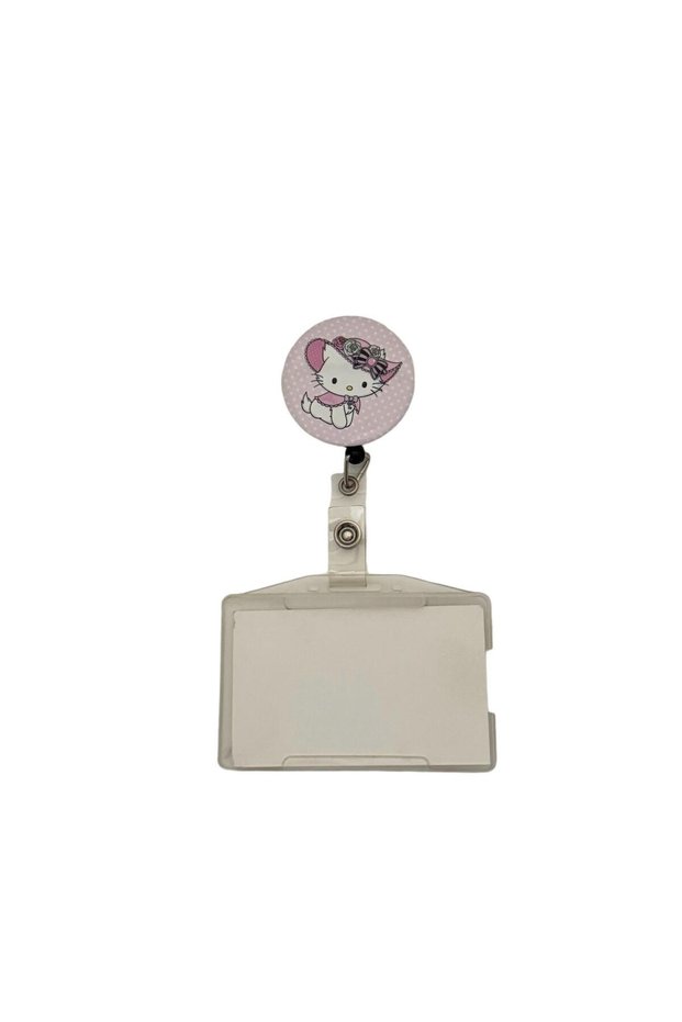 Cute Cat Themed Metal Yoyo Card Holder with Red Ribbon Yoyo Id Badge Holder