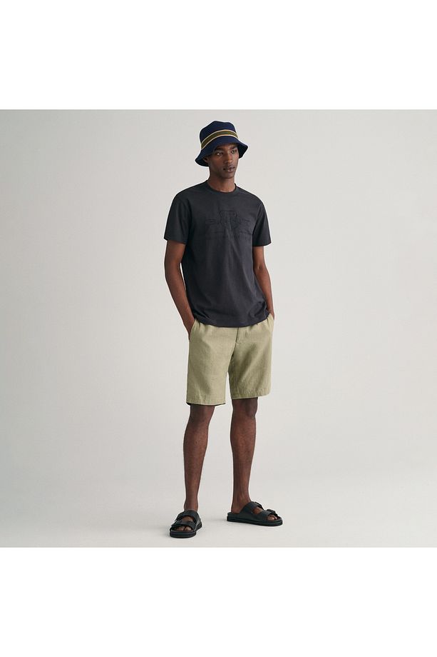 Erkek Yeşil Relaxed Fit Keten Şort - 2