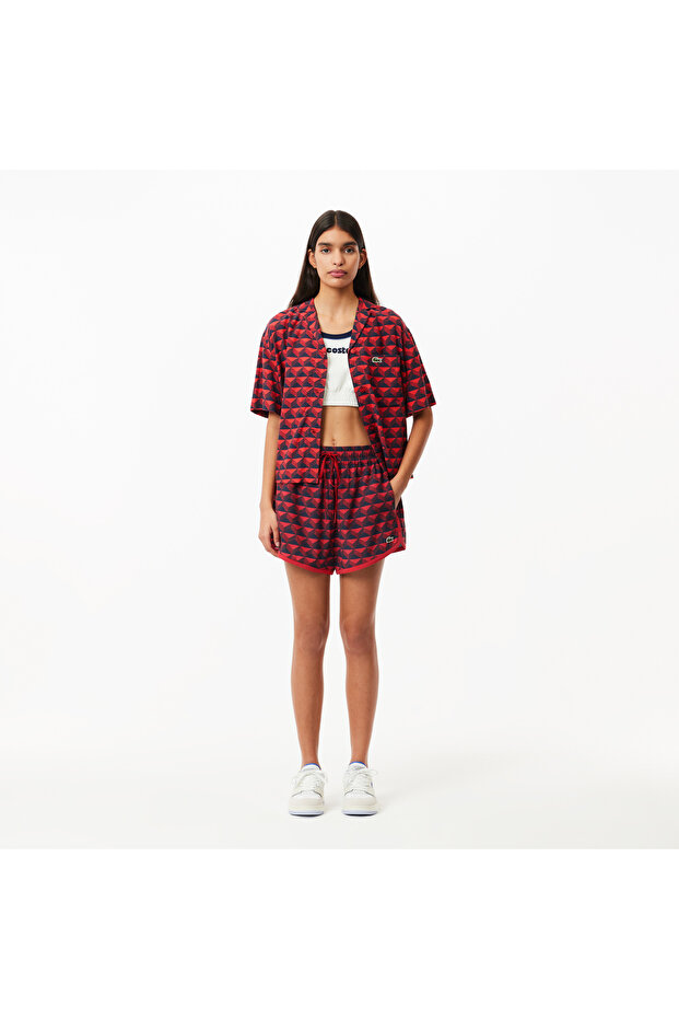 Kadın Baskılı Kırmızı Şort - 5