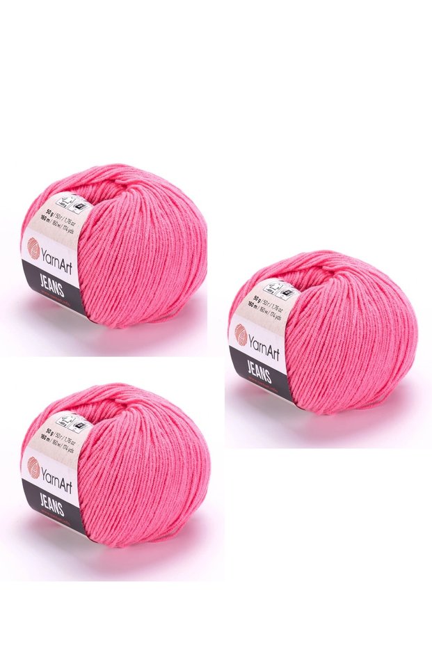 Yarn Art Jeans Amigurumi Knitting Yarn 78 Candy Pink Cardigan Knitting Yarn Baby Yarn Punch Yarn 3-Pack
