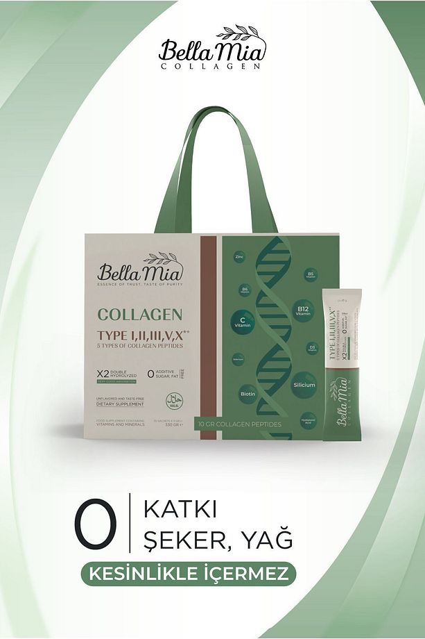 %100 Saf ve Doğal 5 Tip Kolajen Tip 1, Tip 2, Tip 3, Tip 5, Tip 10 ve Vitamin İçeren Diyet Takviyesi - 1