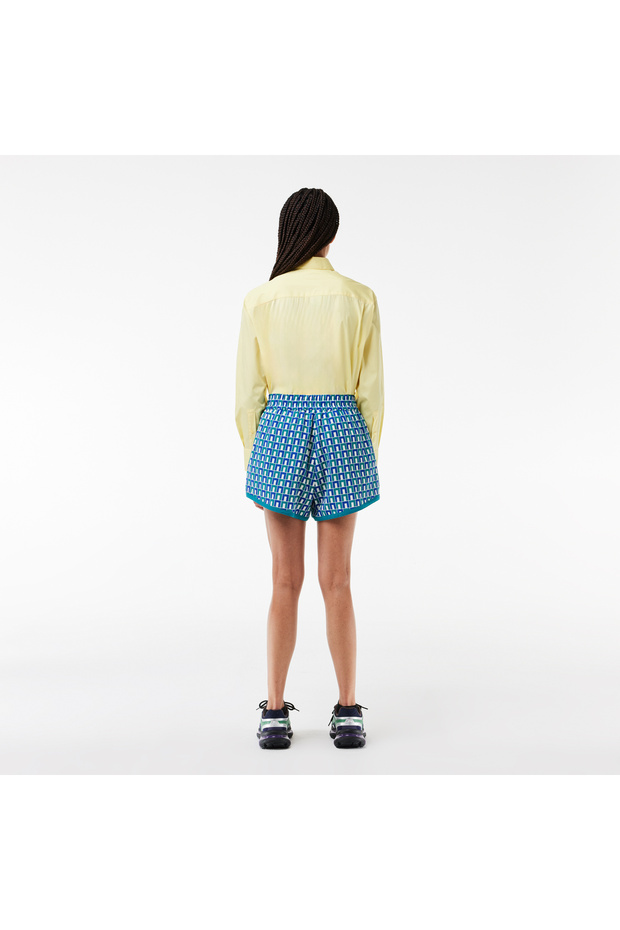 Kadın Baskılı Mavi Şort - 3