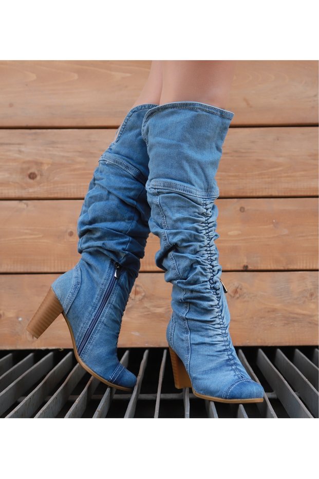 Jeanolog Women's Denim Boots Breathable Fabric Suitable for Daily Wear 4023