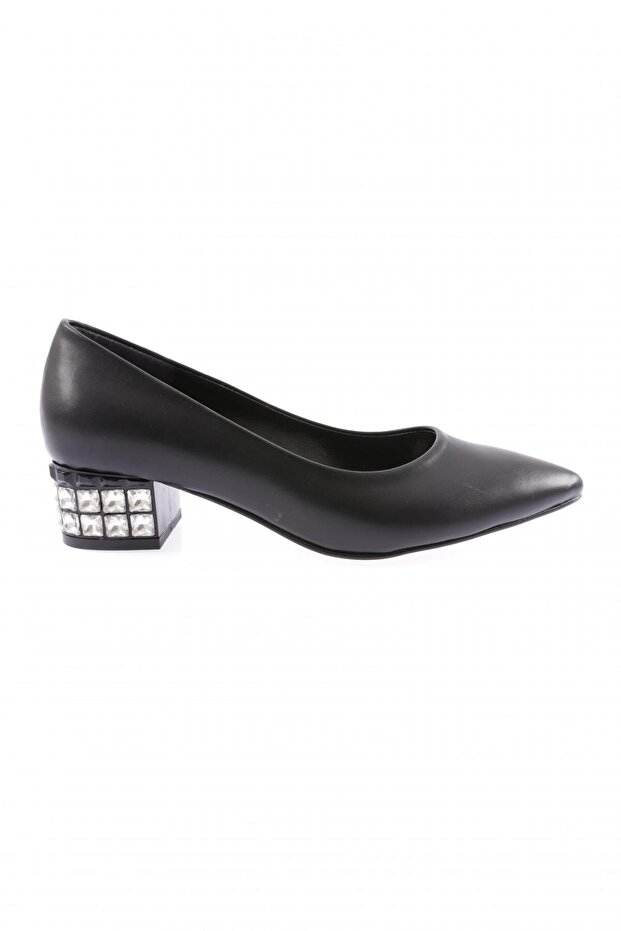 700 Women's Pointed Toe Short Crystal Stone Heeled Shoes