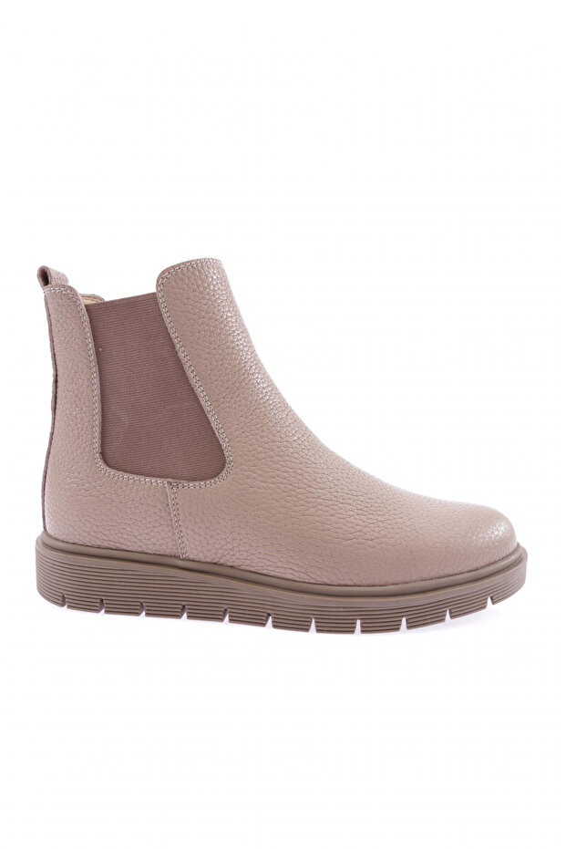 2200-22K Women's Stretch Detailed Boots Mink Floater Genuine Leather