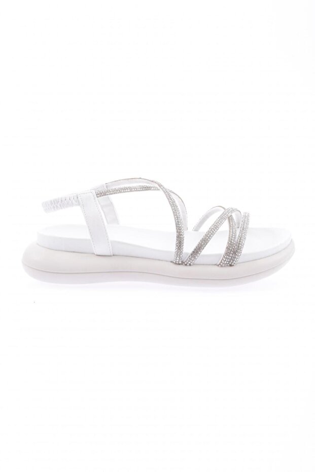 Women's Cross Rope Strappy Sandals White 61573138