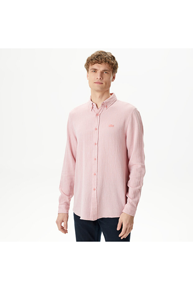 Erkek Regular Fit Pembe Gömlek - 1