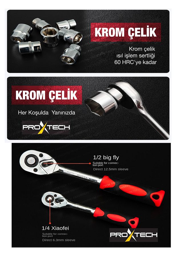 Valiz Çanta Cr-V Çeliği  108 Parça  1/2 Ve 1/4 Torx Cırcırlı Lokma Anahtar Takımı Bits Uç Full Set - 5