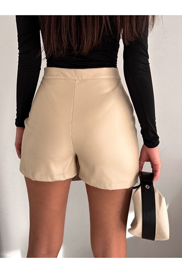 Deri şort etek - 7