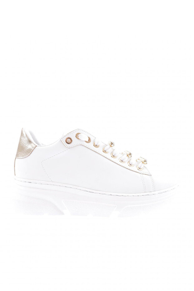 Women's White Thick Crystal Stone Sneakers - 15299753118