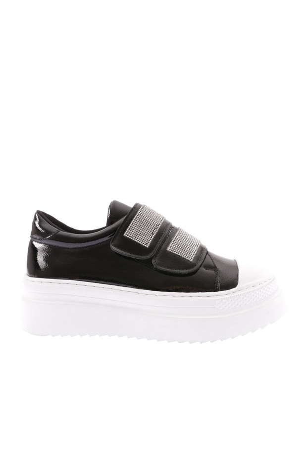 898-23Y Women's Silver Stone Detailed 2 Velcro Thick Sole Sneakers