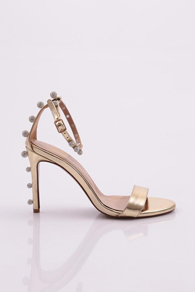 Gold Metallic Women's Heeled Shoes - 421102859