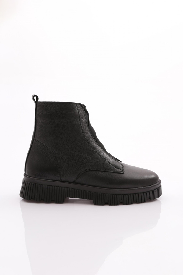 Women's Rubber Detailed Ankle Boots Black Leather 48633217