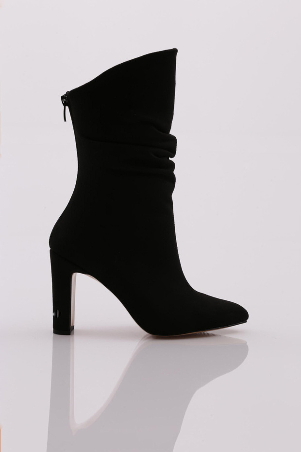 Black Suede Women's Heeled Shoes - 71533910