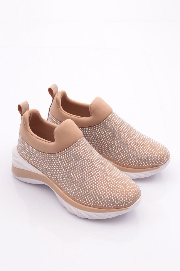 Kadın Kalın Taban Bağcıklı Sneaker Ayakkabı Bej 84133410 - 2