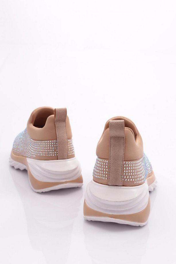 Kadın Kalın Taban Bağcıklı Sneaker Ayakkabı Bej 84133410 - 3