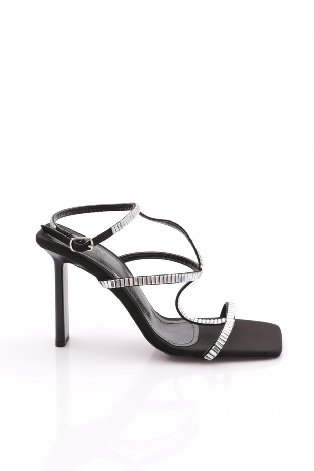 Women's Drawstring Heeled Evening Shoes Black Nubuck 1363112821