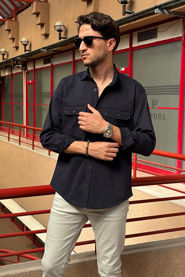 Double pocket, flap, standard-fit, Gabardine Shirt
