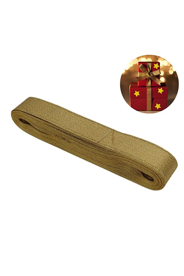 Grogren Gold Glitter Ribbon, Gift Wrapping, Wedding, Party, Hobby and Decoration Ribbon, 10m - 4 cm