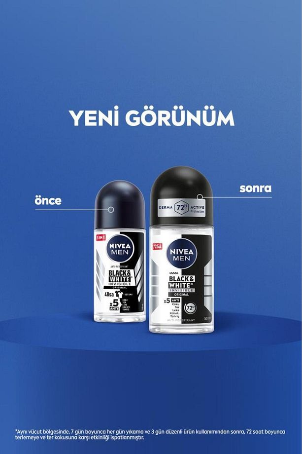MEN Erkek Roll-on Deodorant Black&white Original 50ml, 72 Saat Koruma, X3 Adet - 6
