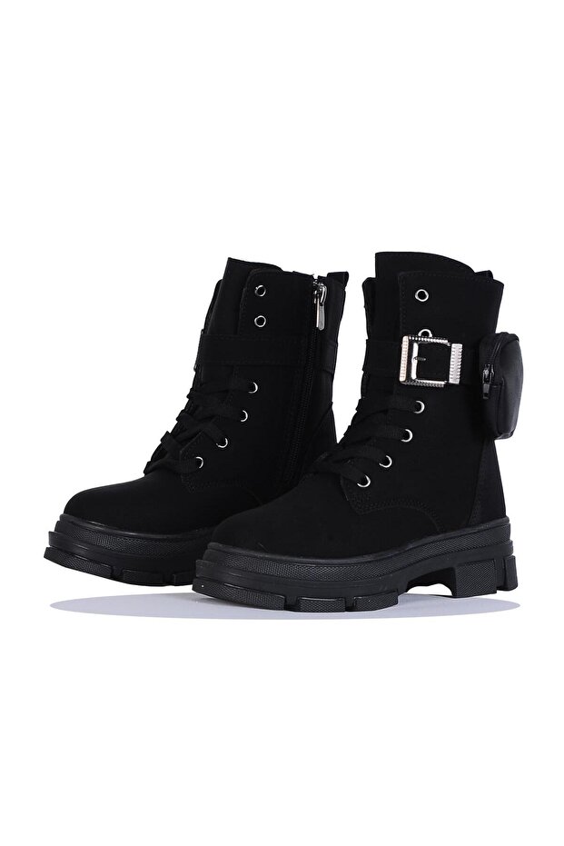 7640 Black Emerald Winter Girl's Fur Boots
