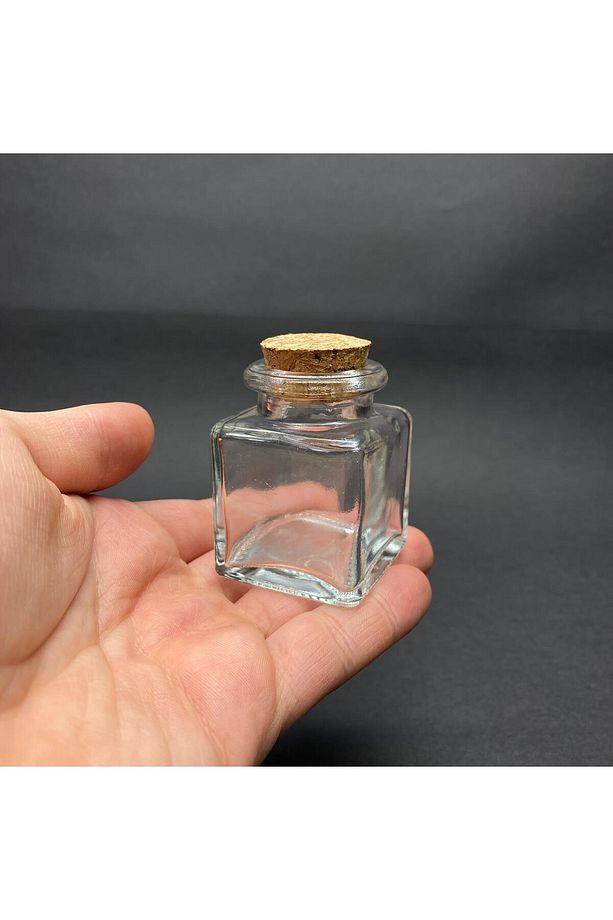 3 ADET 40 CC CAM KARE KAVANOZ MANTAR TIPALI - 40 ML KÖŞELİ KAVANOZ - 3