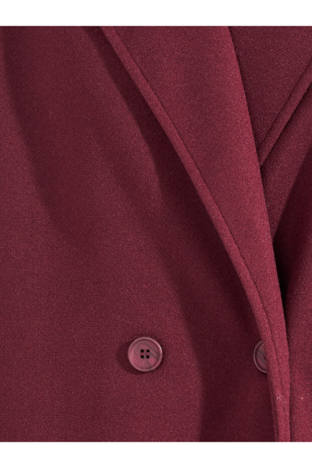 Regular Fit Maxi Length Wool Like Buttoned Coat - 4