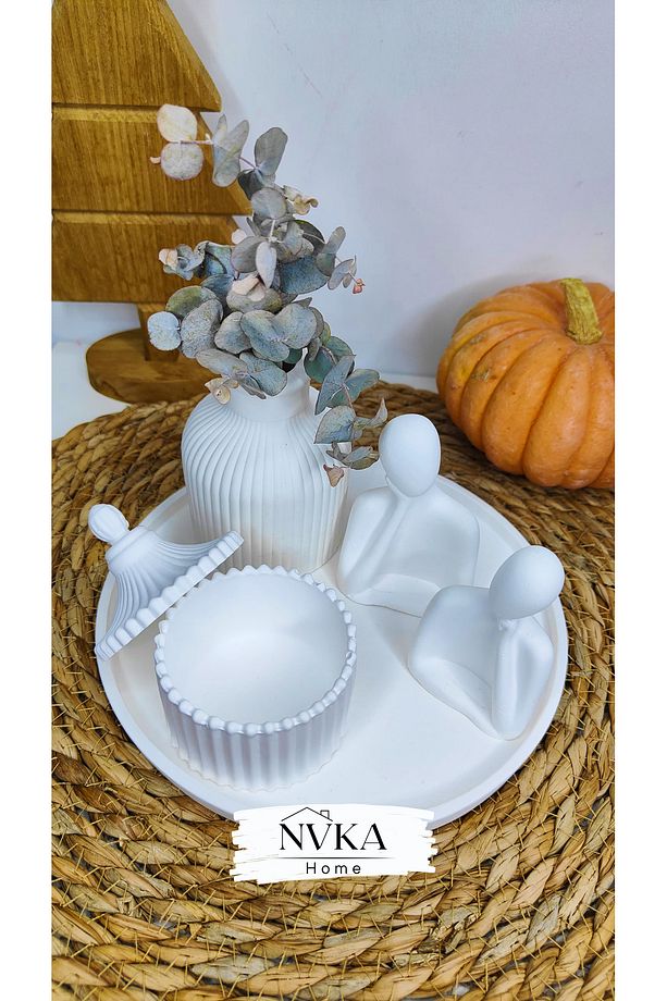 EROS  BOHEM SET (1 ÇİFT SEVGİLİ+1 ADET FİTİLLİ VAZO+1 ADET KAPAKLI MUMLUK+1 ADET 20 CM SUNUMLUK) - 2