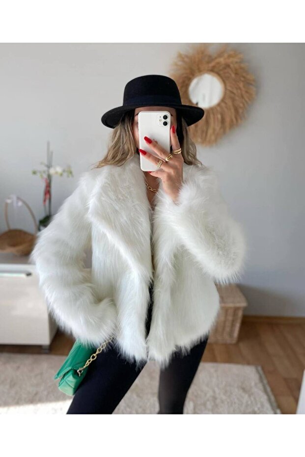 Copy - Women's Shawl Collar Design Premium Faux Lined Fur Coat