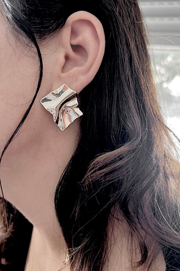 نموذج مربع غير متماثل متموج أقراط Pinterest