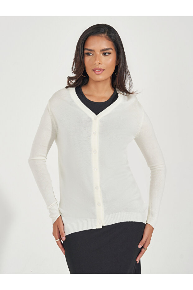 Regular Fit Button Placket Cardigan - 1
