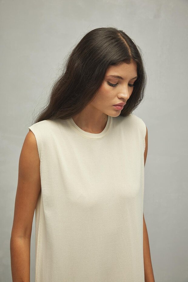 Merserize Maxi Elbise Ekru - 5