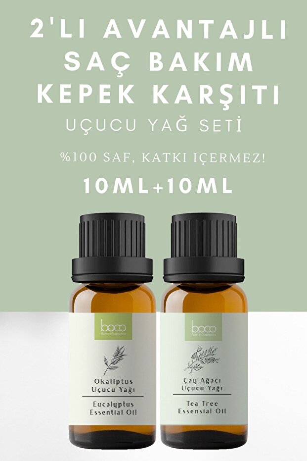 عبوة مكونة من قطعتين - زيت عطري نقي 100% من شجرة الشاي والأوكالبتوس 20 مل