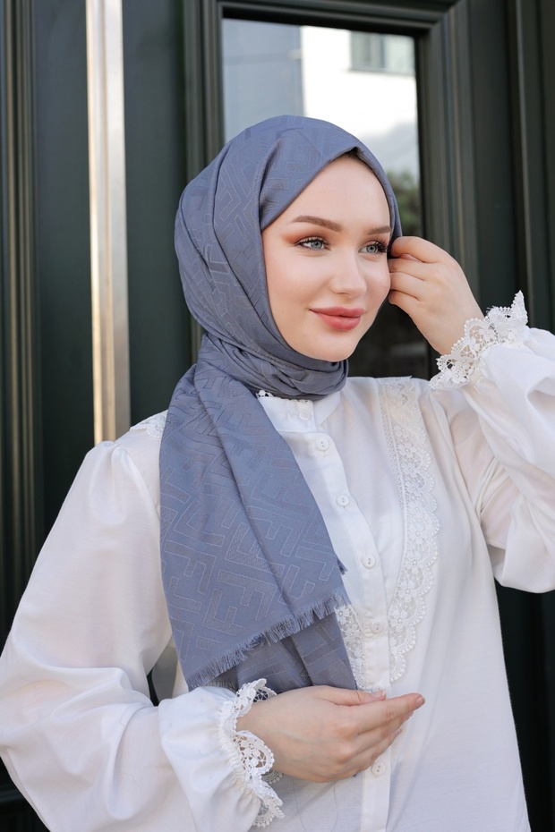 F نمط الرماد شال أزرق
