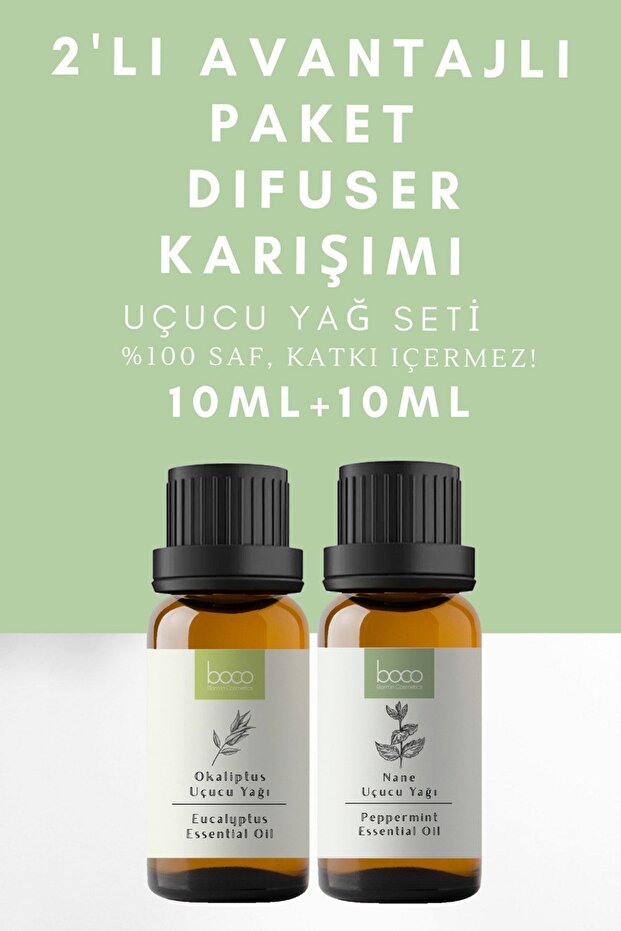 زيت الأوكالبتوس والنعناع العطري النقي 20 مل - مزيج من 2 موزع لتنقية وتنقية التنفس العميق