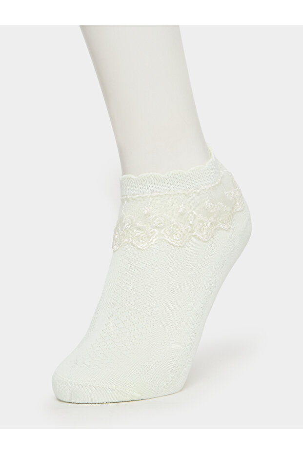 Lace Insert Knit Socks - 1