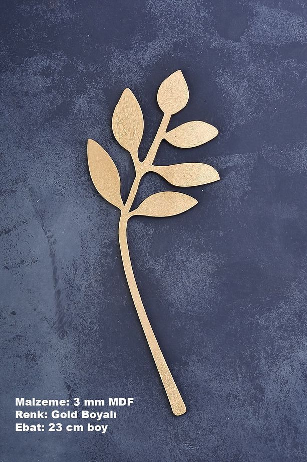 Kış Bahçesi Mdf Çiçek Demeti / Yapay Çiçek - Gold Boyalı - 9