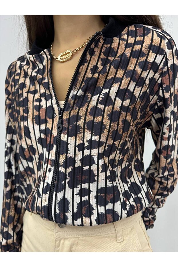 Striped Leopard Jacket - 6