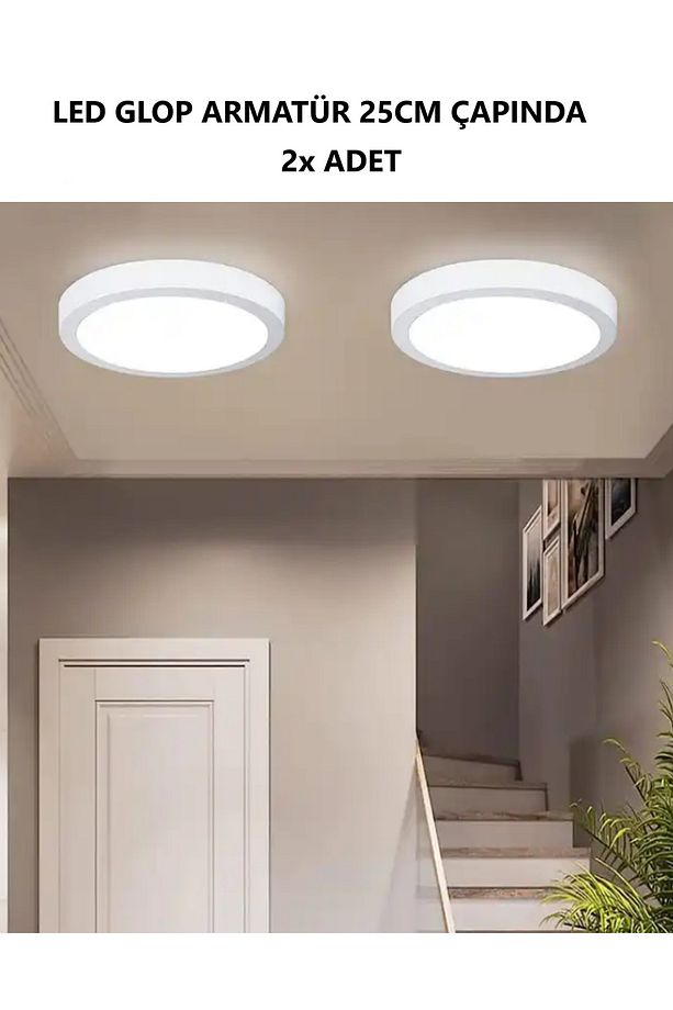 2 Adet Led Glop Armatür Avize Banyo Balkon Koridor Hol Wc Tuvalet Oda Aydınlatma Aplik Lamba Beyaz - 1