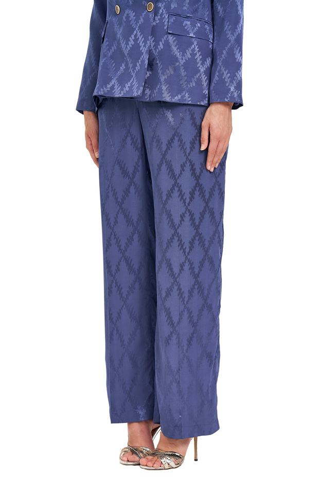 Desenli Geniş Paça Pantolon - 5