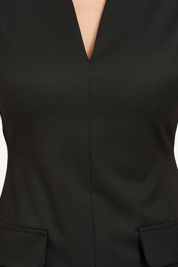 V Yaka Vatkalı Elbise - 7