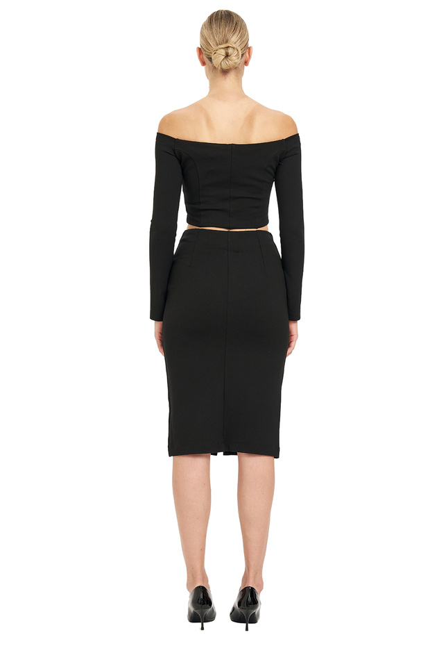 Fermuarlı Midi Etek - 4