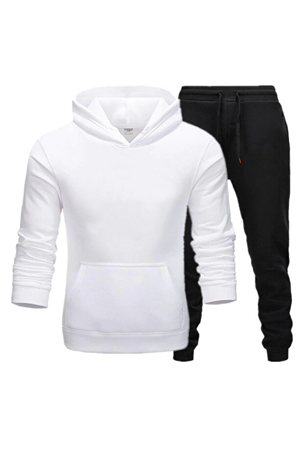 Men's White Sweatshirt Tracksuit Horse Combination Set