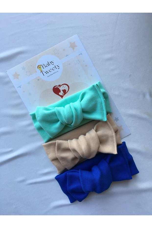 3-Piece Handmade Ribbed Baby Girl Bandana