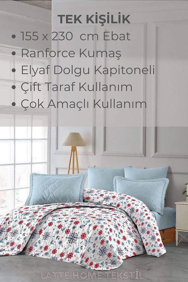 Flat White Tek Kişilik Kapitone Desenli, Çok Amaçlı Yatak Örtüsü, Kanape ve Koltuk Örtüsü 155x230 cm - 2