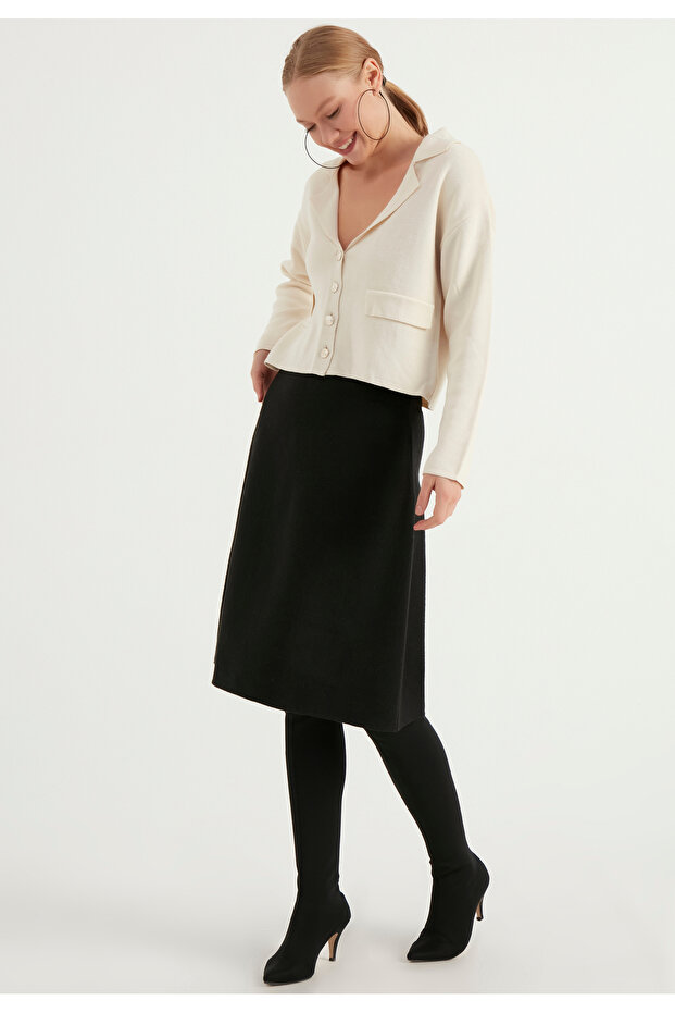 Wool-Looking Midi Skirt - 4